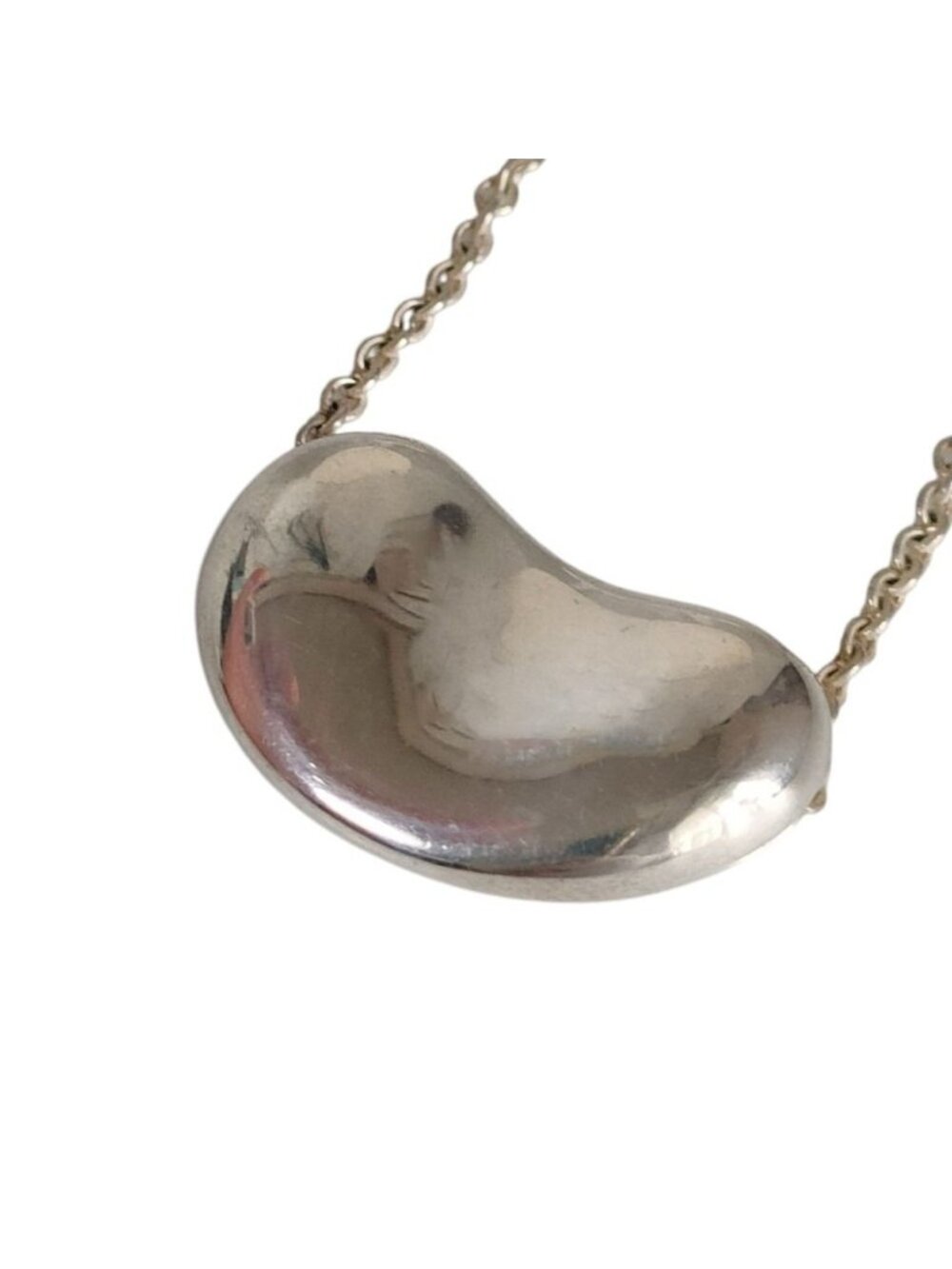 Tiffany & Co Elsa Peretti Bean Chain Pendant 925 Sterling Silver